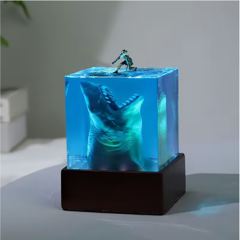 Shark Surfing Resin Lamp