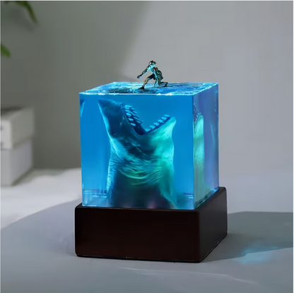 Shark Surfing Resin Lamp